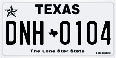 TX license plate DNH0104