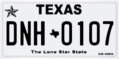 TX license plate DNH0107