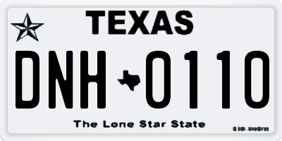 TX license plate DNH0110