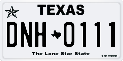 TX license plate DNH0111