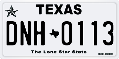 TX license plate DNH0113