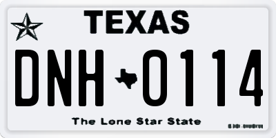 TX license plate DNH0114