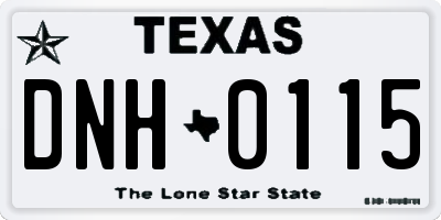 TX license plate DNH0115