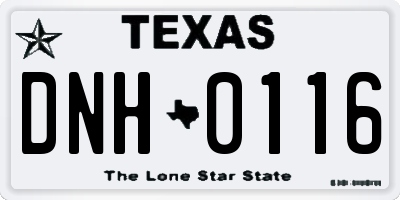 TX license plate DNH0116