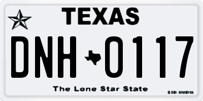 TX license plate DNH0117