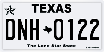 TX license plate DNH0122