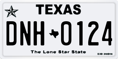 TX license plate DNH0124