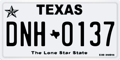 TX license plate DNH0137