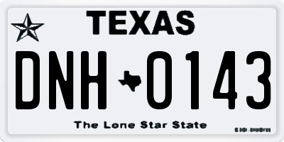 TX license plate DNH0143