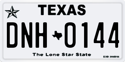 TX license plate DNH0144