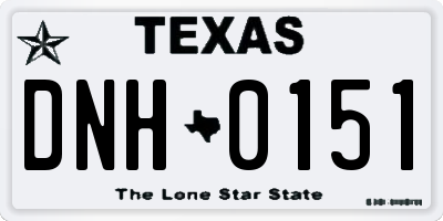 TX license plate DNH0151