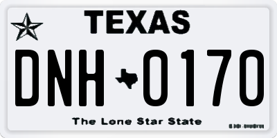 TX license plate DNH0170