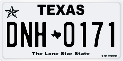 TX license plate DNH0171