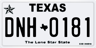 TX license plate DNH0181