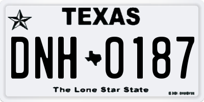 TX license plate DNH0187