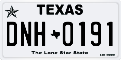 TX license plate DNH0191