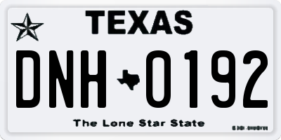 TX license plate DNH0192