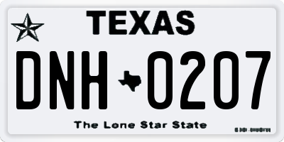 TX license plate DNH0207