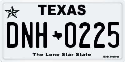 TX license plate DNH0225