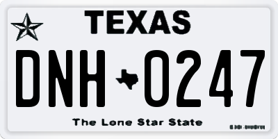 TX license plate DNH0247