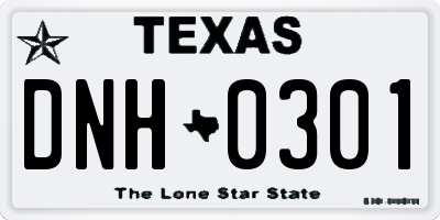 TX license plate DNH0301