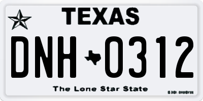 TX license plate DNH0312