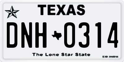 TX license plate DNH0314