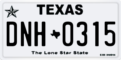TX license plate DNH0315