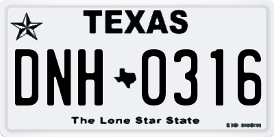 TX license plate DNH0316