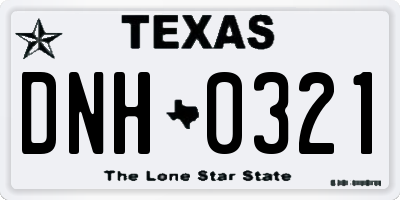 TX license plate DNH0321