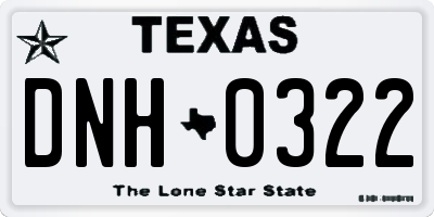 TX license plate DNH0322