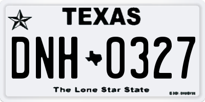 TX license plate DNH0327