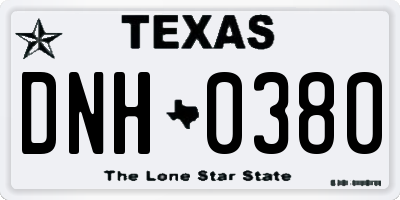 TX license plate DNH0380