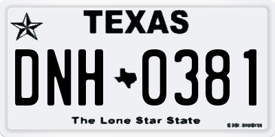 TX license plate DNH0381