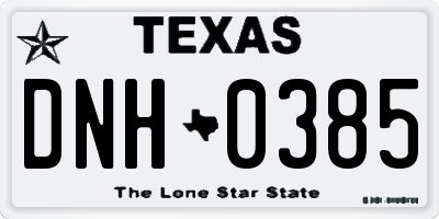 TX license plate DNH0385