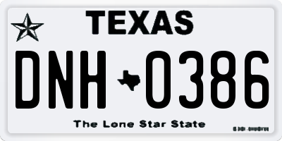 TX license plate DNH0386