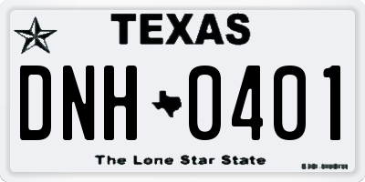 TX license plate DNH0401