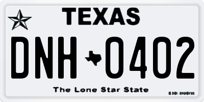 TX license plate DNH0402