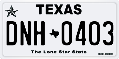 TX license plate DNH0403