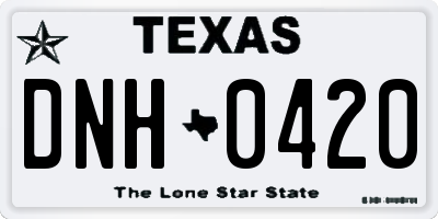 TX license plate DNH0420