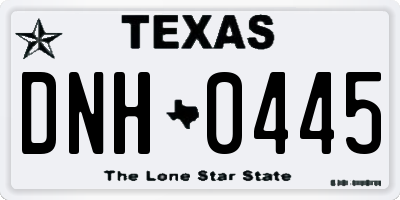 TX license plate DNH0445