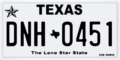 TX license plate DNH0451