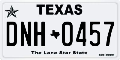 TX license plate DNH0457