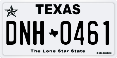 TX license plate DNH0461