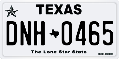 TX license plate DNH0465