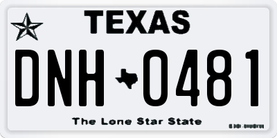 TX license plate DNH0481