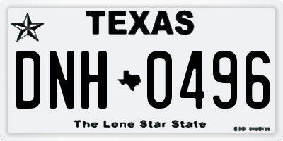 TX license plate DNH0496