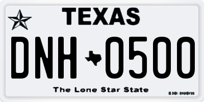 TX license plate DNH0500