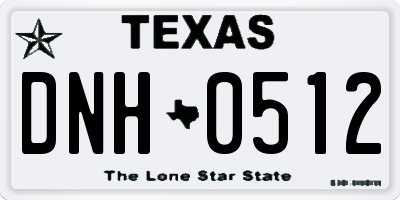 TX license plate DNH0512