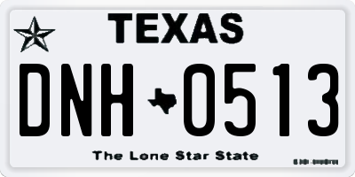 TX license plate DNH0513